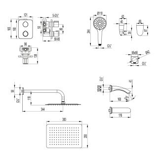 Душевой комплект Lemark Bronx LM3742BL с термостатом чёрный